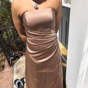 A tan/cream prom dress